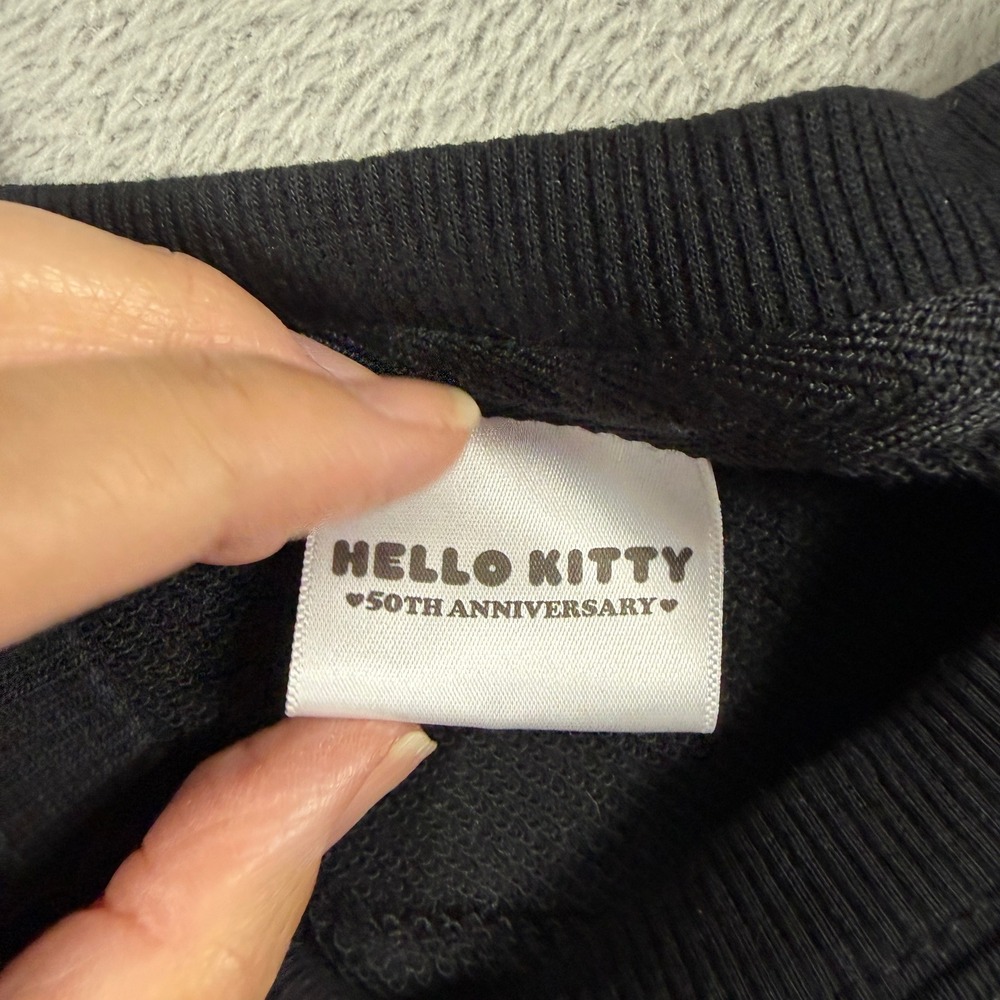 Sanrio Hello Kitty Sweatshirt Women Medium Black 50th Anniversary Graphic - Picture 5 of 9